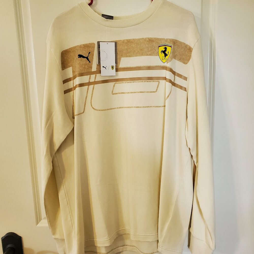 NWT Puma Charles Leclerc Las Vegas Grand Prix Ferrari Race Desert Sun Crewneck L